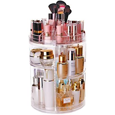 China Fashion Clear Adjustable Acrylic Storage Box Makeup Cosmetic Organizer 360 Degree Rotating Plastic Organizers Makeup for sale