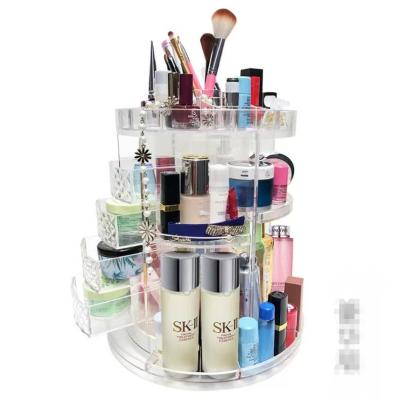 China Fashion 360 Drawer Type Lipstick Transparent Acrylic Finish Rotating Cosmetic Storage Box Table Top Skin Care Products for sale