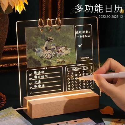 China Office Ware Clear Magnetic Dry Erase Acrylic Supply Calendar With Led Light Office Supply Ware Acrylic Calendar For Wall for sale