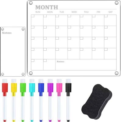 China Custom Magnetic Monthly Acrylic Dry Erase Table Calendar Calendar Personalized Planner Lucite Fridge Calendar with Notes for sale