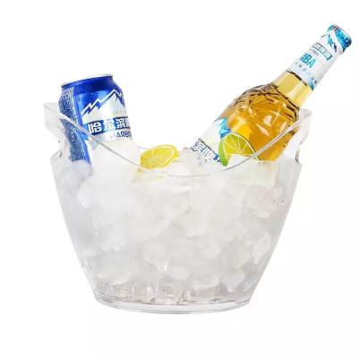 China Party Viable Oval Shape Bar KTV Wine Whiskey Vodka Champagne Buckets Luxury Flashing Acrylic Plastic Ice Bucket for sale