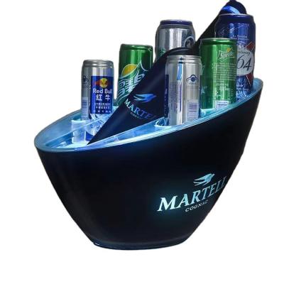 China High Sustainable Premium 9L LED Beveled Plastic Glowing Ice Bucket Champagne Wine Coolers for sale