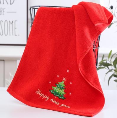 China Best Price Top Quality Cotton Face Towel Christmas Santa New Year Gift Safe Red Towel For Kids for sale