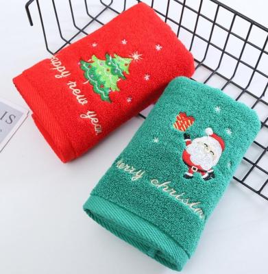 China Red Santa New Year Christmas Gift Face Cotton Towel Gift Box Child Safe Towel 2 for sale