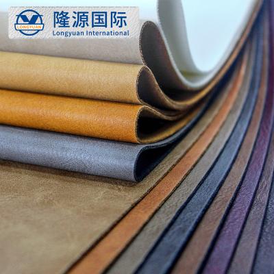 China Waterproof European 1.1mm Standard Reach Quality Effect Fleece Cotton Fabric Antique Leather PU Coagulated Shoes Leather for sale