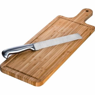 China Customized Viable Handle Cutting Bamboo Cutting Board With Drip Groove With Knife Set for sale