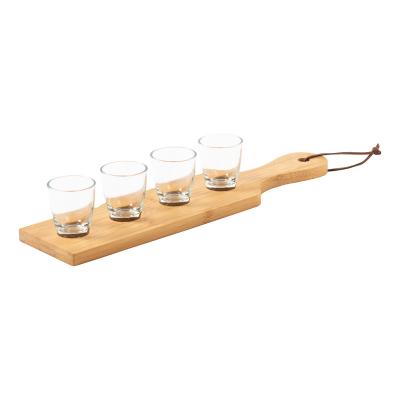 China Flying Sustainable Bamboo Serving Tray Candle Trays Wine Display Rack Beer Bamboo Cup Tray For Restaurants Bars for sale