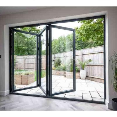 China Sound Insulation Customized Glass Patio Doors Bullet Folding Impact Aluminum Material Folding Doors for sale