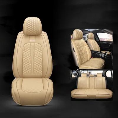 China Water Proof Beige Leather 5-Seats Waterproof Car Seats (Universal Old All Seasons Applicable Car Seat Cover for sale