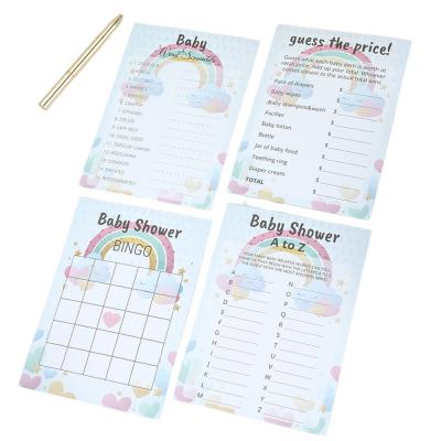 China 4c Offset Printing 100pcs Baby Shower Games Cards Bingo Raad eens wie er gelijk heeft Word Scramble Te koop