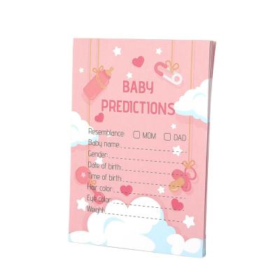 China 5x7 Inches Double-Sided Pink Gender Reveal Baby Shower Prediction And Advice Game Cards for sale