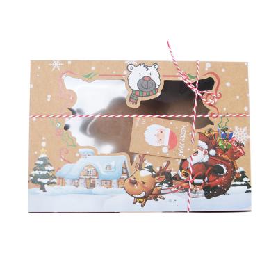 China CMYK Kraft Paper Bakery Boxes With Clear Window for Christmas Brown Bakery Cookie Cupcake for sale