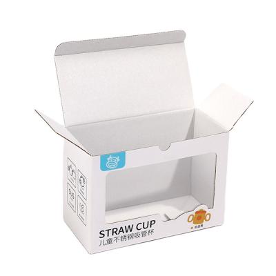 China Custom Logo Printed Children Straw Cup Sublimation Retail Stand Box with Clear Window for sale