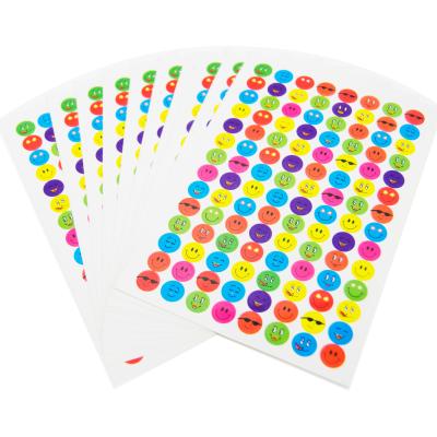 China Colorful Smiley Paper Sticker Sheets Preschool Eductional Toys Customized Size Logo for sale