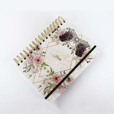 China CMYK A5 Hardcover Notebook Printing Gold Spiral Weekly Daily Planner 80 Sheets for sale