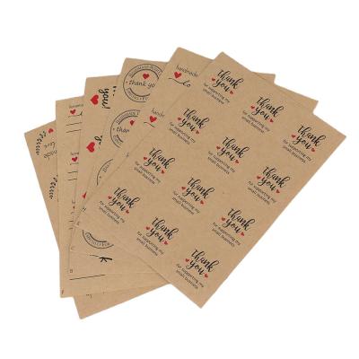 China Kraft Paper Thank You Packaging Stickers Sheet Waterproof Custom Printing for sale