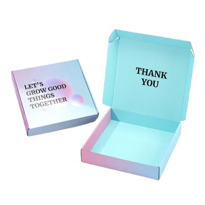 China CMYK Printing Corrugated Box for Recyclable Apparel Packaging in Pink Blue Gradient for sale