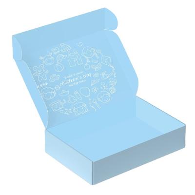 China Stickers Durable Custom Printing Airplane Paper Shipping Box Packaging Gift Corrugated Recycled Blue Mailer Box for sale