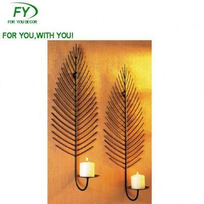 China CH-30614 ECO-frendly Pointed Leaf Wall and Wedding Decoration Metal Tea Light Sconce for sale