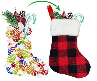 China Wholesale Chirstmas Decor Chirstmas Decor Buffalo Burlap Plaid Monogram Empty Christmas Stockings for sale