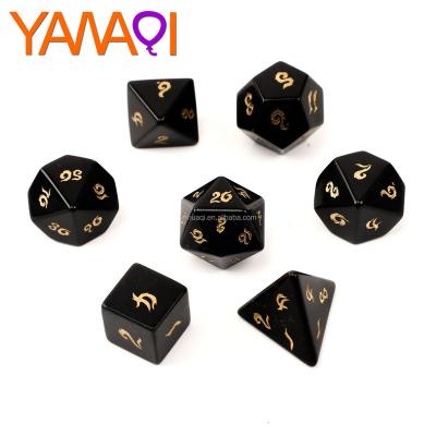 China Gambling Game Dice Obsidian RPG Card Dungeons And Dragons Stone Game Entertainment Z02 Dice Table Set for sale