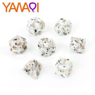 China Tianshan DIY die set natural crystal blue custom creative polyhedral polyhedral stone die set dnd RPG 7pcs set Z03 for sale