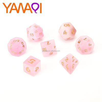 China Opal/Opalite stone dice polyhedral dnd RPG customization support game yoga tower 7PCS set Z09 D10 D20 for sale