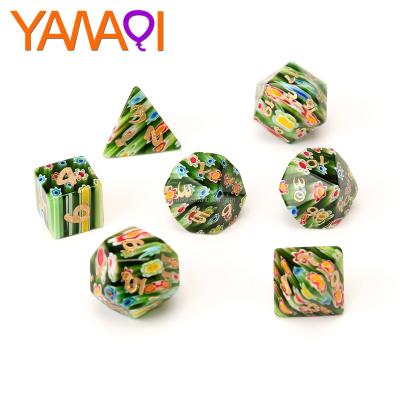 China 7pcs dies place factory wholesale synthetic flower green glass polyhedral dies and die cut set for collectibles for sale