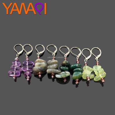 China Fashion 3 Wholesale Trendy Natural Gemstone Crystal Earrings Handmade Creative Amethyst Charm For Small Stone Jewelry for sale