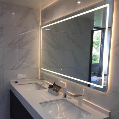 China Cheap Rectangular Aluminum Frame Hotel Mirror Gold Bright Aluminum Bathroom Make Up Mirror for sale