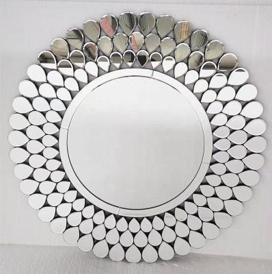 China Hot Sales Modern Minimalist Flat Pleated Mirror Empire Art Direct Bathroom Round Wall Mirror With Back Plate for sale