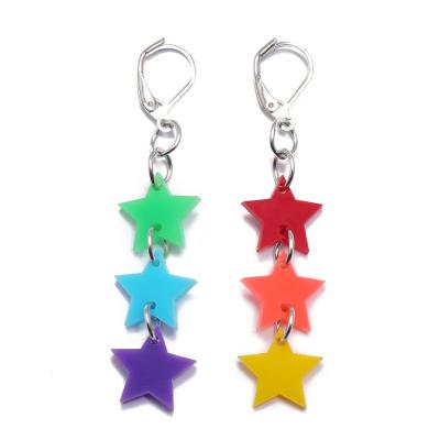 China SinDlan Cute New Arrivals Colorful Acrylic Stars Tassel Earrings For Women for sale