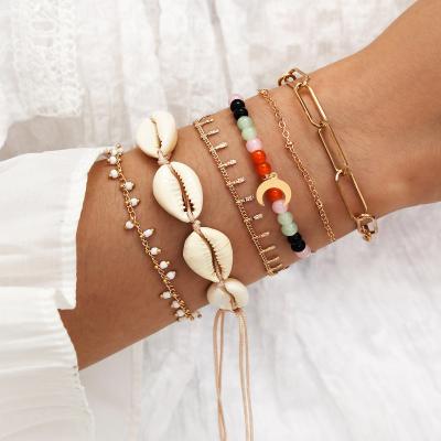 China Sindlan Style Bohemian Bohemian Hand & Shell Woven Colorful Beads Natural Wrist Jewelry Bracelet for sale