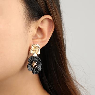 China ALLOY SinDlan Korea Style Cute Metal Flower Stud Earrings For Women Girl Fashion Sweet Big Earring Female Birthday Jewelry Gifts for sale