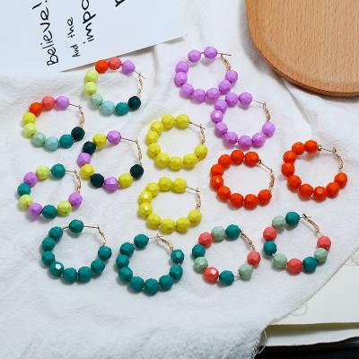 China 2019 Boho Trendy Ethnic Candy Statement Earrings Resin Women Colorful Circle Earrings Bead Jewelry Big for sale