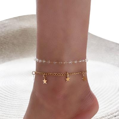 China Sindlan BOHEMIA New Arrival Boho Summer Anklet Simple Gold Plated Tassel Star Anklets Foot Jewelry 2Pcs/set For Women for sale