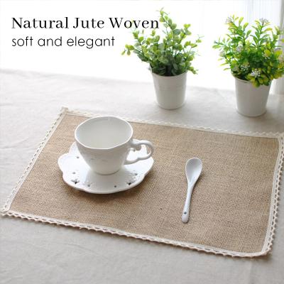 Cina Viable Decorate Luxury White Lace Woven Jute Nordic Bohemian Cafe Table Mat Place Mat Set For Hotel Home Kitchen in vendita