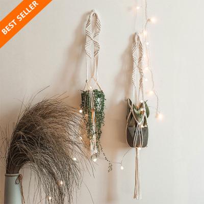 중국 Boho Home Minimalist Cotton Rope Indoor Outdoor Handmade Decor Wall Hanging Macrame Plant Hanger 판매용