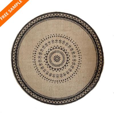 中国 Handmade Woven Cotton And Oilproof Natural Eco Canvas Round Place Mat Luxury Dining Table Mat 販売のため