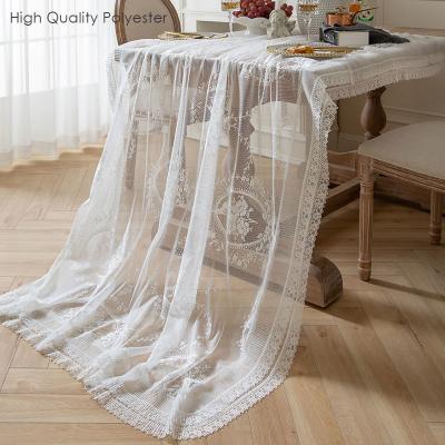 China Nordic luxury heat insulation decorations lace white wedding table cover fabrics for cake table party home dining hotel banquet for sale