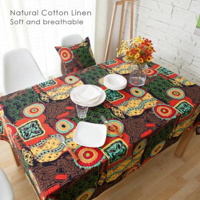 China Heat Insulation Mediterranean Dark Green Cotton Decorations Nordic Dining Table Cover Canvas Fabrics For Party Home Hotel for sale