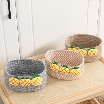 China Handmade Woven Baby Kids Snack Fruit Kitchen Desktop Cotton Rope Storage Basket Viable Home Decorative Sundries Toy zu verkaufen