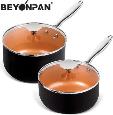 China Sustainable pressed aluminum. Copper Ceramic Coated Saucepan W/L for sale