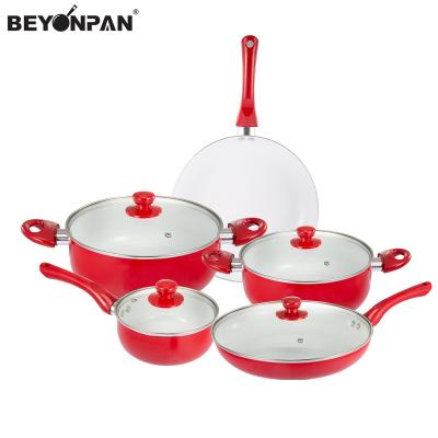 China Traditional Pressed Aluminum White Ceramic Coated Cookware Set Classic And Economical for sale