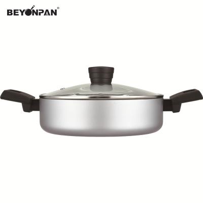 China Sustainable Pressed Aluminum Nonstick Coated Silver Cookware Set With Patent Handle for sale