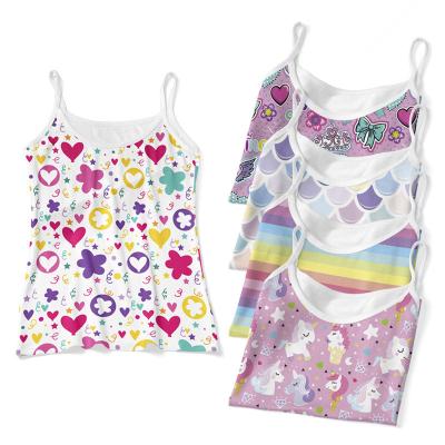 China Cheap Breathable Hot Sale In Stock Fast Delivery Spandex Sublimation Printed Casual Wear Vest Cute Kids Children Beach Girls Camis for sale