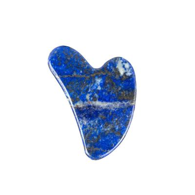 China Face Beauty guasha  blue sodalite heart-shaped lapis lazuli gua sha tool for body blood circulation for sale