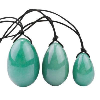 China China Amazon Wholesale Natural Jade Yoni Eggs Drilled Green Aventurine Jade Yoni Egg Set for sale
