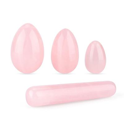 China China Wholesale Rose Quartz GIA Certified Drilled 3 Size Real Jade Crystal Yoni Eggs for Women Vaginal Exercise for sale