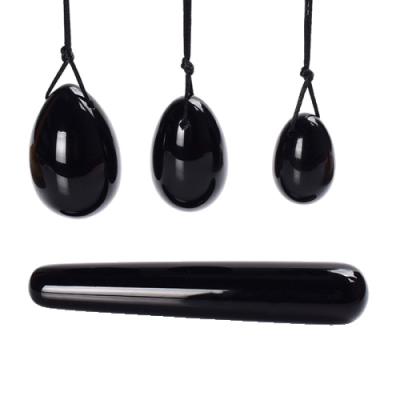 China China Factory Price  Wholesale Smooth Polished Natural Black Obsidian Yoni Egg Kegel Eggs For Woman for sale